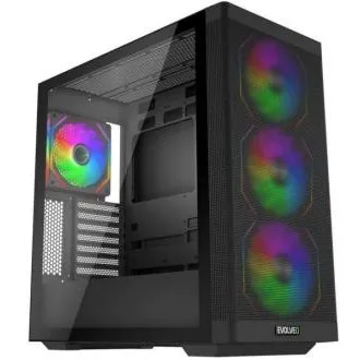 EVOLVEO Scorpio, skriňa eATX/ATX, 4x ARGB ventilátor 120mm, bočný panel temperované sklo + mriežkovaný predný panel