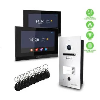 EVOLVEO DoorPhone ID-2, 2-drôtový videotelefón pre dva byty s RFID, odtlačkom prsta a podporou ONVIF kamier EVOLVEO DoorPhone ID-2, 2-drôtový videotelefón pre dva byty s RFID, odtlačkom prsta a podporou ONVIF kamier