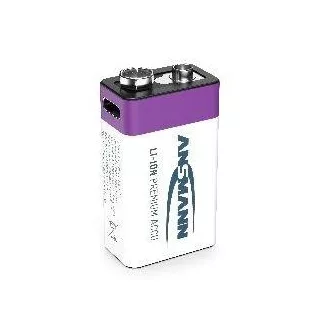 Ansmann Li-ion 9V Block, min 340mAh, s nabíjacou elektronikou, USB-C