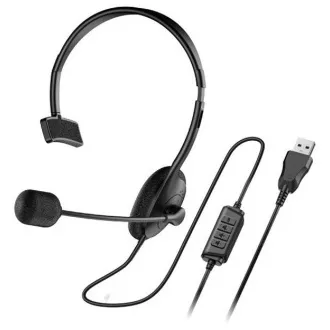 Genius HS-100U Headset, náhlavný, na jedno ucho, drôtový, s mikrofónom, ovládanie hlasitosti, USB, čierny Genius HS-100U Headset, náhlavný, na jedno ucho, drôtový, s mikrofónom, ovládanie hlasitosti, USB, čierny