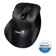 Genius Ergo 9000S, Myš, bezdrôtová, optická, 2400DPI, 6 tlačidiel, Bluetooth, 2.4GHz, USB, čierna