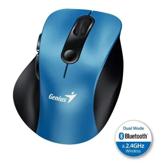 Genius Ergo 9000S, Myš, bezdrôtová, optická, 2400DPI, 6 tlačidiel, Bluetooth, 2.4GHz, USB, modrá