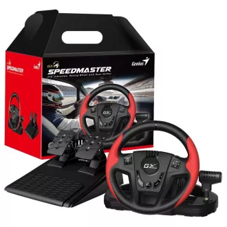 Genius GX Gaming SpeedMaster, Volant, pedále, radiaca páka, pre PC, PS3, PS4, USB, vibrácie, čierno-červený
