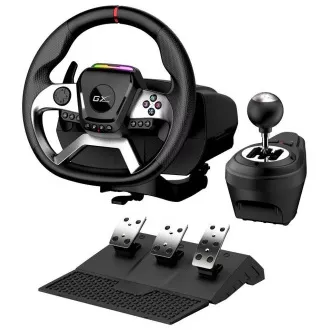Genius GX Gaming SpeedMaster X5 FF Volant, pedále, radiaca páka, pre PC, PS4, Xbox One, vibrácie, čierno-strieborný Genius GX Gaming SpeedMaster X5 FF Volant, pedále, radiaca páka, pre PC, PS4, Xbox One, vibrácie, čierno-strieborný