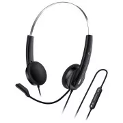 Genius HS-220U AI, Headset, náhlavný, drôtový, s mikrofónom, ovládanie hlasitosti, Copilot, 1× USB-C, čierno-strieborná