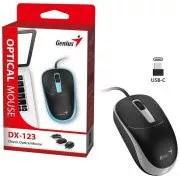 Genius DX-123 Myš, drôtová, optická, 1200DPI, 3 tlačidlá, USB-C, čierno-šedá