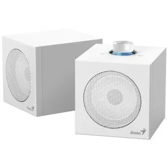 Genius SP-HF300U, Reproduktory, 2.0, 4W RMS, USB-A, USB-C, 2" meniče, drevené, ovládanie hlasitosti, biela