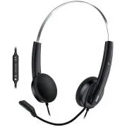 Genius HS-220U AI, Headset, náhlavný, drôtový, s mikrofónom, ovl. hlasitosti, Copilot, USB, 2,4 m kábel, čierna
