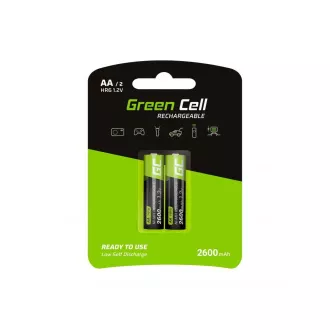 Green Cell Rechargeable Batteries 2x AA HR6 2600mAh