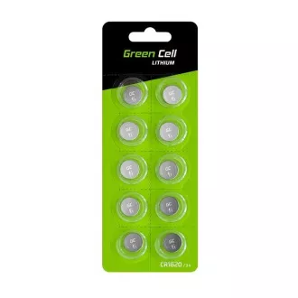 Green Cell Blister 10x Lítium Battery CR1620 3V 70mAh Button