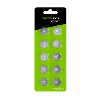 Green Cell Blister 10x Lítium Battery CR2025 3V 160mAh Button Green Cell Blister 10x Lítium Battery CR2025 3V 160mAh Button