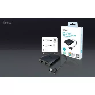 I-Tec USB-A/USB-C Dual 4K HDMI Video adaptér