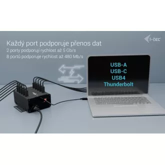 I-tec USB-C/USB-A Metal Charging + Data HUB, 15W per port, 10x USB-C, 180W