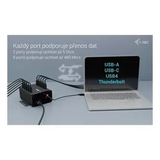 I-tec USB-C/USB-A Metal Charging + Data HUB, 15W per port, 10x USB-C, 180W