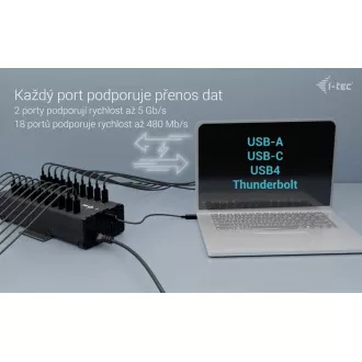 I-tec USB-C/USB-A Metal Charging + Data HUB, 15W per port, 20x USB-C, 360W