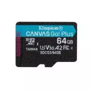 KINGSTON 64GB microSDXC Canvas Go Plus Gen4 200MB/s A2 U3 V30 Card bez adaptéra