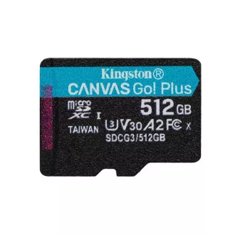KINGSTON 512GB microSDXC Canvas Go Plus Gen4 200MB/s A2 U3 V30 Card bez adaptéra