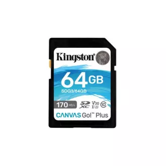 Kingston 64 GB SDXC Canvas Go Plus Gen4 200 MB/s C10 UHS-I U3 V30
