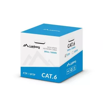LANBERG FTP kábel CAT.6, Cu, dĺžka 305m, šedý, CPR + Fluke passed, PVC