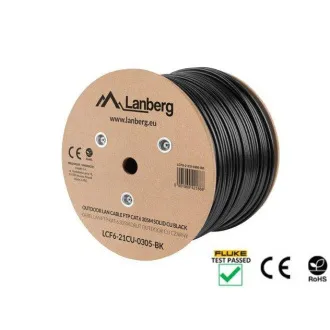 LANBERG LAN KÁBEL CAT.6 FTP 305M PEVNÝ VONKAJŠÍ CU ČIERNY FLUKE PREDANÉ