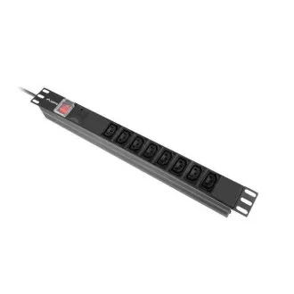 LANBERG 19" 1U 16A 2M 8X ZÁSUVKY IEC C13 ČIERNA C20
