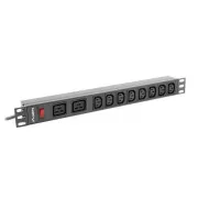 LANBERG 19" 1U 16A 2M 2X C19 8X IEC C13 ZÁSUVKY ČIERNA C20