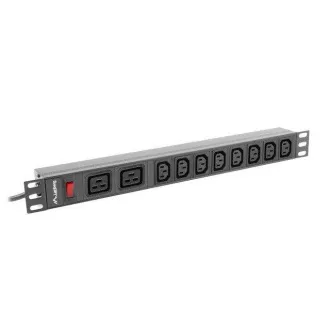 LANBERG 19" 1U 16A 2M 2X C19 8X IEC C13 ZÁSUVKY ČIERNA C20