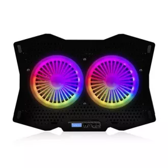 Modecom MC-CF18 RGB chladiaca podložka pre notebooky do veľkosti 18", 2 ventilátory, RGB LED podsvietenie, čierna