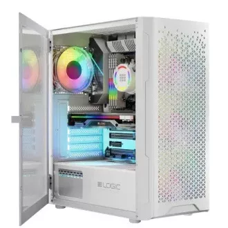 LOGIC PC skriňa Aramis ARGB MIDI 1x USB 3.0, 2x USB 2.0 + audio, biela, bez zdroja