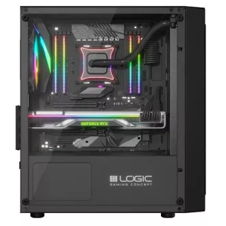 LOGIC PC skriňa Atos ARGB MINI 1x USB 3.0, 2x USB 2.0 + audio, čierna, bez zdroja