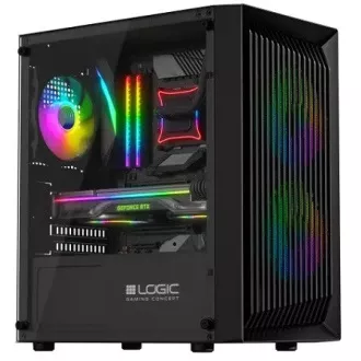 LOGIC PC skriňa Atos ARGB MINI 1x USB 3.0, 2x USB 2.0 + audio, čierna, bez zdroja