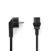 Nedis CEGL11075BK20 - Napájací Kábel | Typ F Zástrčka | IEC-320-C1 | Uhlový | Uhlový | 2.00 m | Čierna