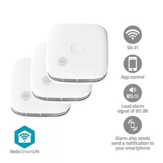 Nedis WIFIDS21WT SmartLife Detektor Dyme| Wi-Fi | Napájanie z batérie | Životnosť snímača: 10 Rok | 85 dB | Biela | 1 ks