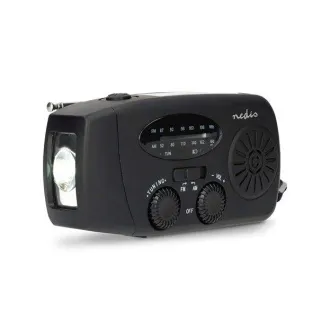 Nedis RDFMCR2000BK - Núdzové Radio | AM / FM | Funkcia powerbanky | Napájanie Accu / Napájanie USB / Ručná kľuka | Čierna Nedis RDFMCR2000BK - Núdzové Radio | AM / FM | Funkcia powerbanky | Napájanie Accu / Napájanie USB / Ručná kľuka | Čierna