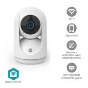 Nedis WIFICI23CWT SmartLife Vnútorná Kamera | Wi-Fi | 3MP Full HD 1296p | Náklon | Snímač pohybu | Nočné videnie | Biela