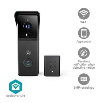 Nedis WIFICDP21BK SmartLife Dverné Video Telefón | Wi-Fi | Napájanie z batérie | 3MP Full HD 1296p | IP54 | Snímač pohybu Nedis WIFICDP21BK SmartLife Dverné Video Telefón | Wi-Fi | Napájanie z batérie | 3MP Full HD 1296p | IP54 | Snímač pohybu