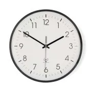 Nedis CLWA6226BK - Nástenné hodiny | Priemer: 300 mm | Plast | Rádiom riadený čas | Tichý pohyb | Biela / Čierna