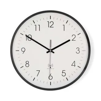 Nedis CLWA6226BK - Nástenné hodiny | Priemer: 300 mm | Plast | Rádiom riadený čas | Tichý pohyb | Biela / Čierna Nedis CLWA6226BK - Nástenné hodiny | Priemer: 300 mm | Plast | Rádiom riadený čas | Tichý pohyb | Biela / Čierna