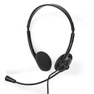 Nedis CHST100BK - PC slúchadlá| Na Uši | Stereo | 2x 3.5 mm | Sklopný Mikrofón | Čierna