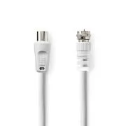 Nedis CSGL41000WT30 - Satelitný a Anténny Kábel | F Zástrčka | F Zástrčka | 75 Ohm | Dvojité Tienenie | 3m | Biela