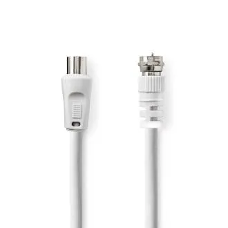 Nedis CSGL41000WT30 - Satelitný a Anténny Kábel | F Zástrčka | F Zástrčka | 75 Ohm | Dvojité Tienenie | 3m | Biela