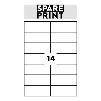 SPARE PRINT PREMIUM Samolepiace etikety biele, 100 hárkov A4 v krabici (1arch/14x etiketa 105x42,3mm)