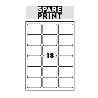SPARE PRINT PREMIUM Samolepiace etikety biele, 100 hárkov A4 v krabici (1arch/18x etiketa 68x47mm)