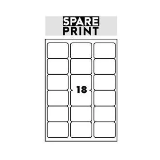 SPARE PRINT PREMIUM Samolepiace etikety biele, 100 hárkov A4 v krabici (1arch/18x etiketa 68x47mm)
