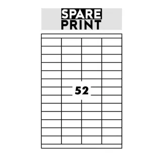 SPARE PRINT PREMIUM Samolepiace etikety biele, 100 hárkov A4 v krabici (1arch/52x etiketa 52,5x21,2mm)