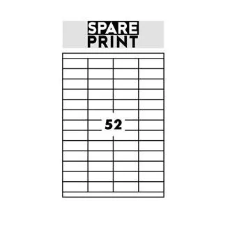 SPARE PRINT PREMIUM Samolepiace etikety biele, 100 hárkov A4 v krabici (1arch/52x etiketa 52,5x21,2mm)