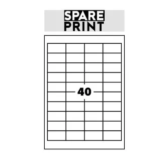 SPARE PRINT PREMIUM Samolepiace etikety biele, 100 hárkov A4 v krabici (1arch/40x etiketa 48,5x25,4mm)