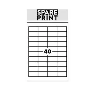 SPARE PRINT PREMIUM Samolepiace etikety biele, 100 hárkov A4 v krabici (1arch/40x etiketa 48,5x25,4mm)