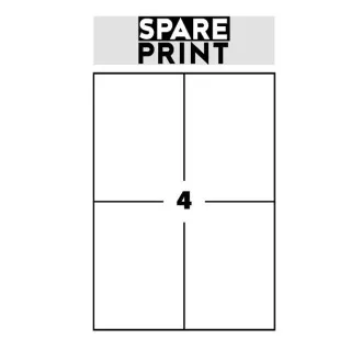 SPARE PRINT PREMIUM Samolepiace etikety biele, 100 hárkov A4 v krabici (1arch/4x etiketa 105x148mm)