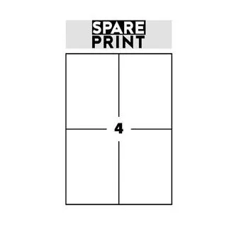 SPARE PRINT PREMIUM Samolepiace etikety biele, 100 hárkov A4 v krabici (1arch/4x etiketa 105x148mm)